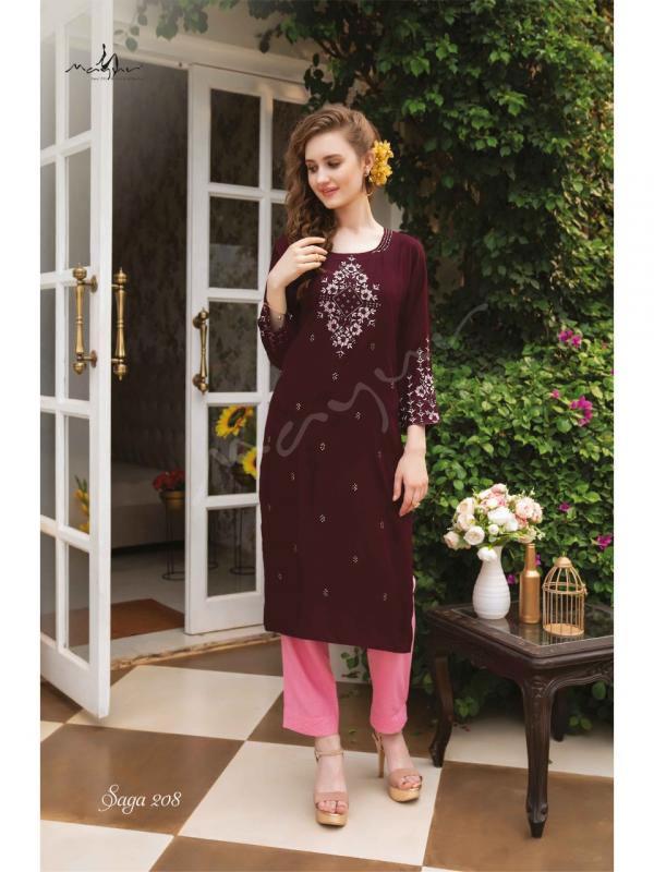 Mayur Saga 2 Rayon Designer Embroidery Kurti Collection